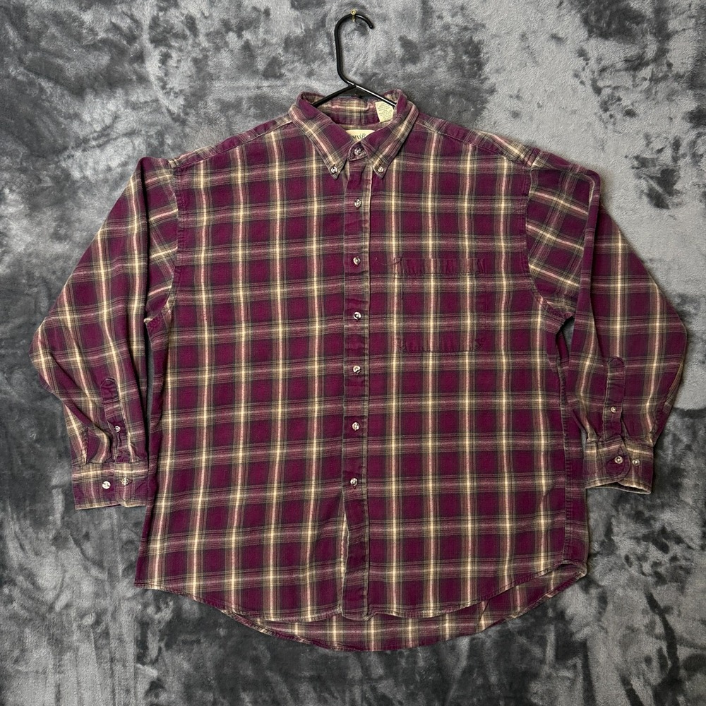 Vintage St. Johns Bay Plaid Button Up Long Sleeve Collard Shirt Size X-Large